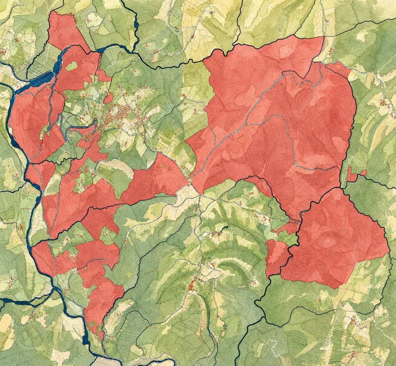 Map of the Principato di Parrano agricultural estate
