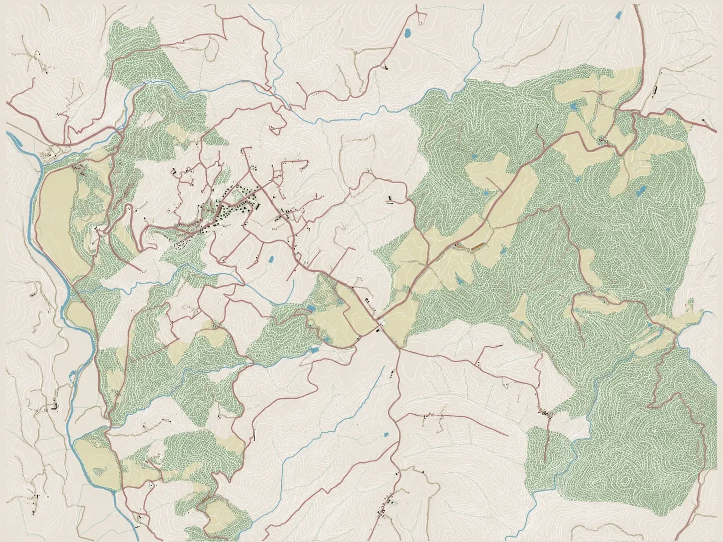 Mappa della tenuta del Principato di Parrano con le residenze